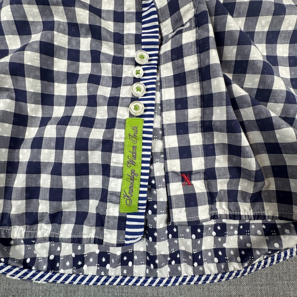 Robert Graham X Shirt Mens Large Blue Check Button Up Short Sleeve Tailored Fit - Picture 3 of 8